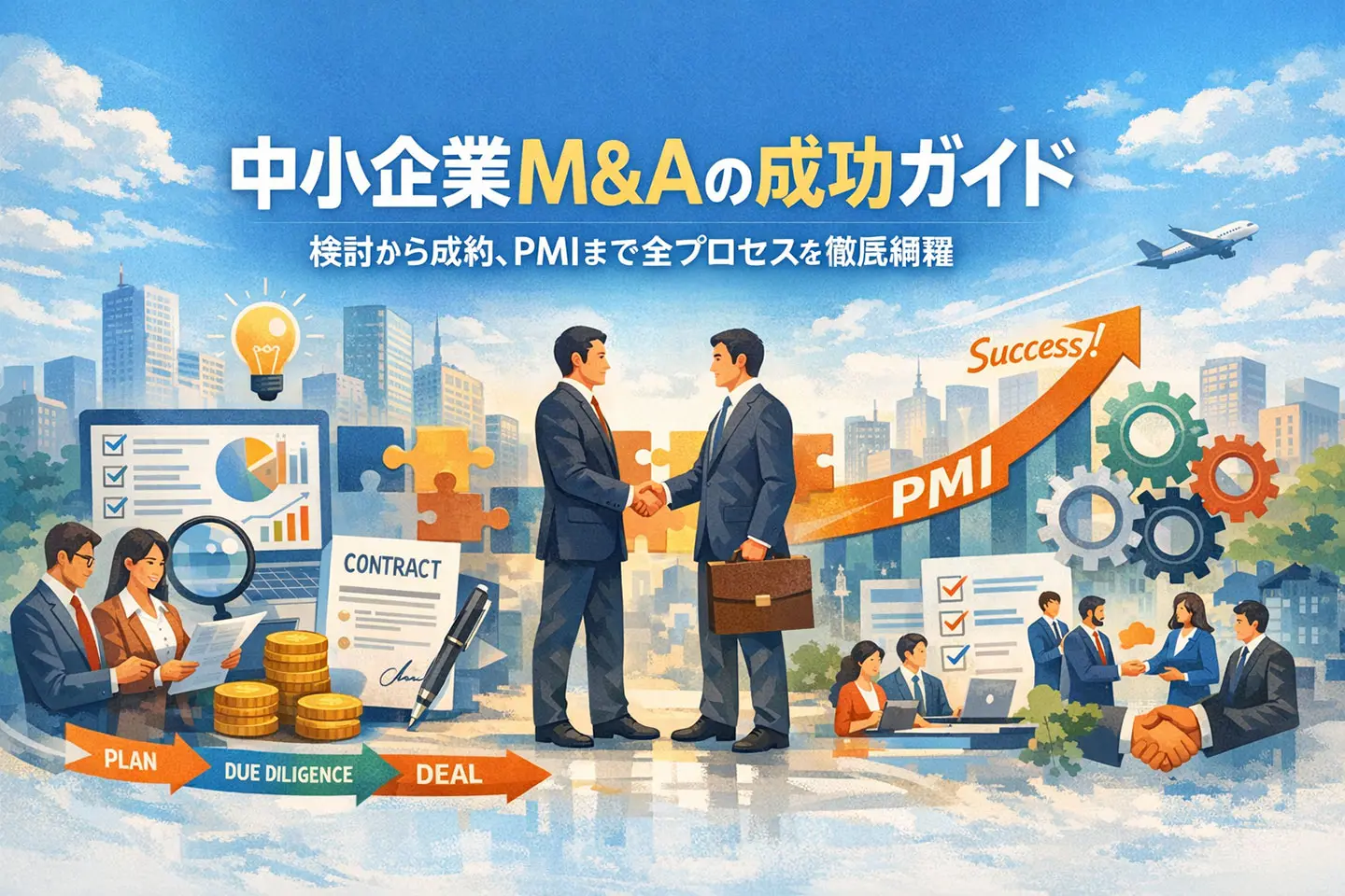中小企業M&Aの成功ガイド。検討から成約、PMIまで全プロセスを徹底網羅